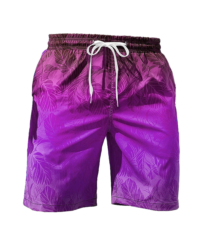 Beach Quick-drying Fabric Purple Leaves Swimming Trunks Men's Plus Size