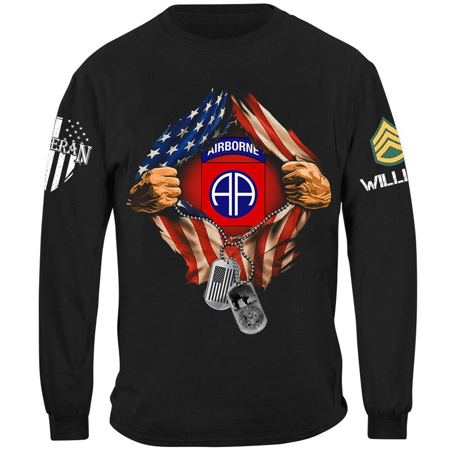 Custom Military Division Hands Ripping Flag on Chest T-Shirt Gift For Veteran H2511 Trna