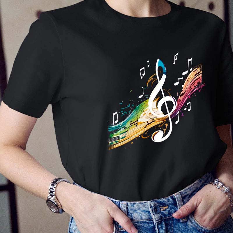 Colorful Music Note Teacher T-Shirt