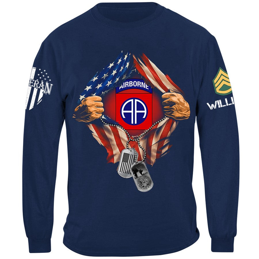 Custom Military Division Hands Ripping Flag on Chest T-Shirt Gift For Veteran H2511 Trna