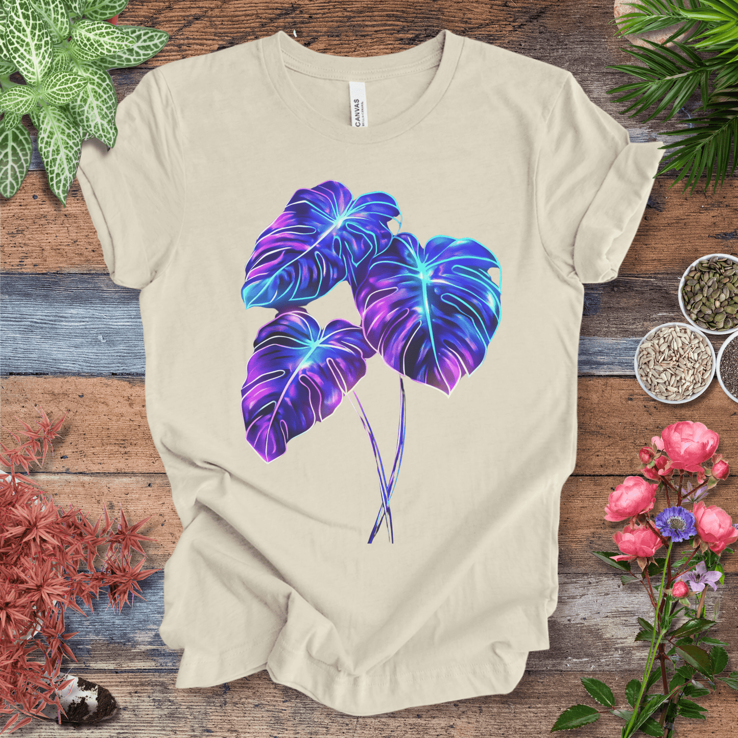 Bioluminescent Monstera Jungle Plant Lover Aesthetic T-Shirt