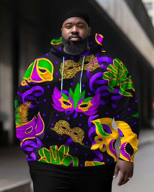 Men's Plus Size Carnival Black Graffiti Print Hoodie Sweatshirt