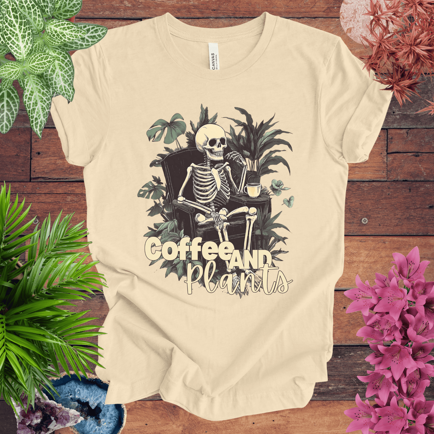 Coffee and Plants Skeleton T-Shirt