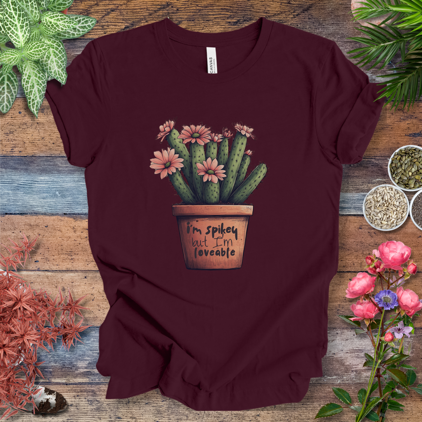 "I'm Spikey but I'm Lovable" Funny Cactus Lover T-Shirt