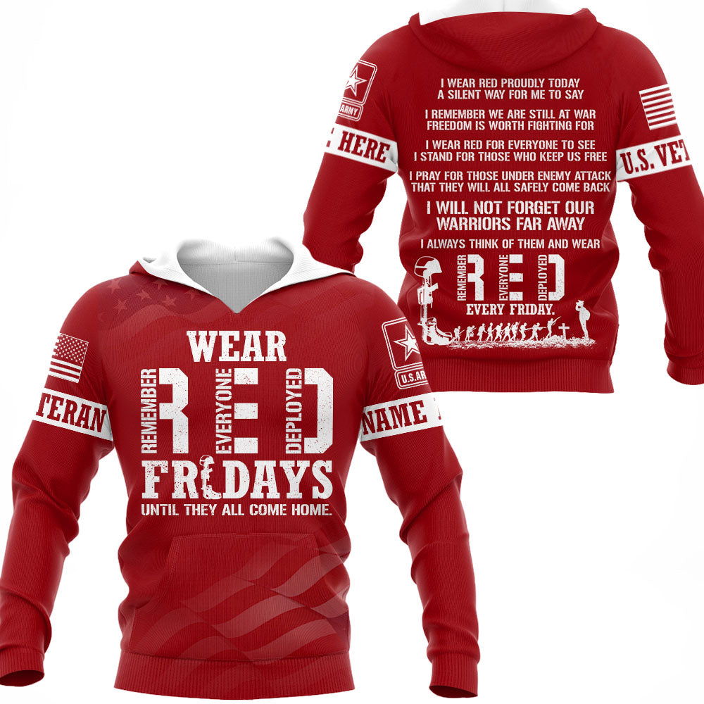 Wear Red Fridays Until They All Come Home Custom Branch Name Shirt For Veteran H2511