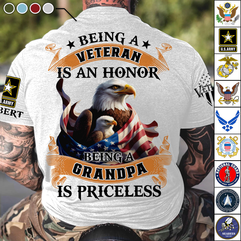 Being A Veteran Is An Honor Being A Grandpa Is Priceless Custom Shirt For Veteran Grandpa Papa H2511 Trna