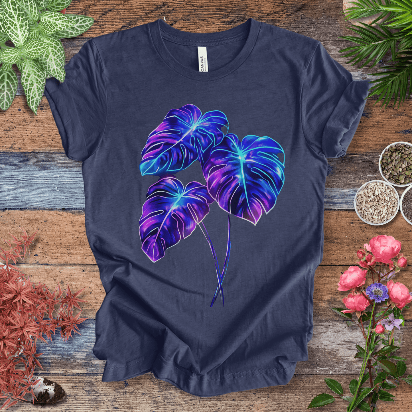 Bioluminescent Monstera Jungle Plant Lover Aesthetic T-Shirt