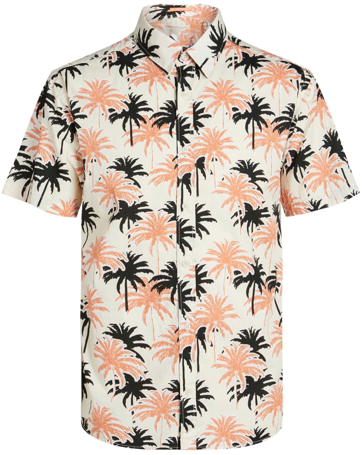 Men's Plus Size Contrast Coconut Tree Print Short Sleeve Shirt