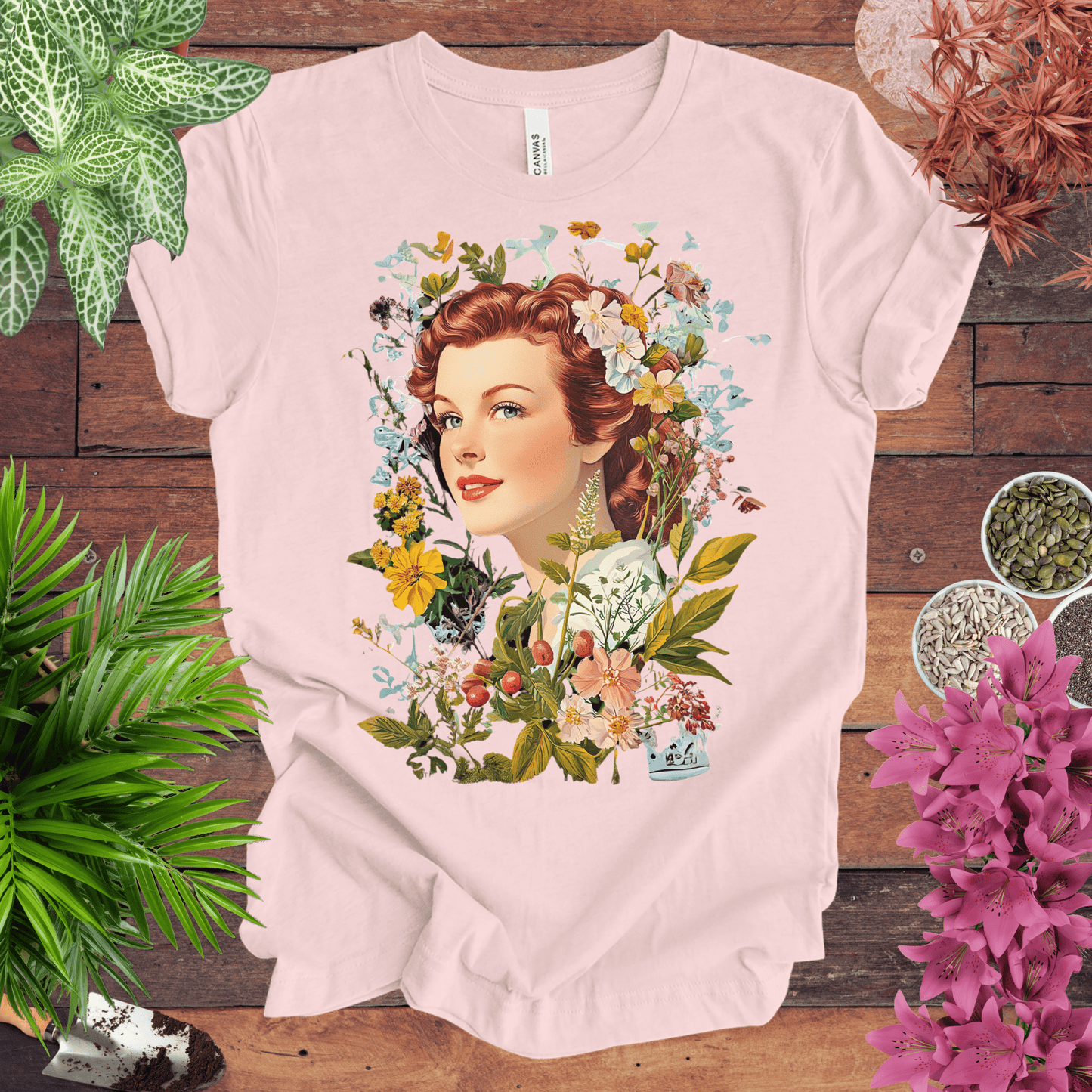 Vintage Floral Portrait T-Shirt