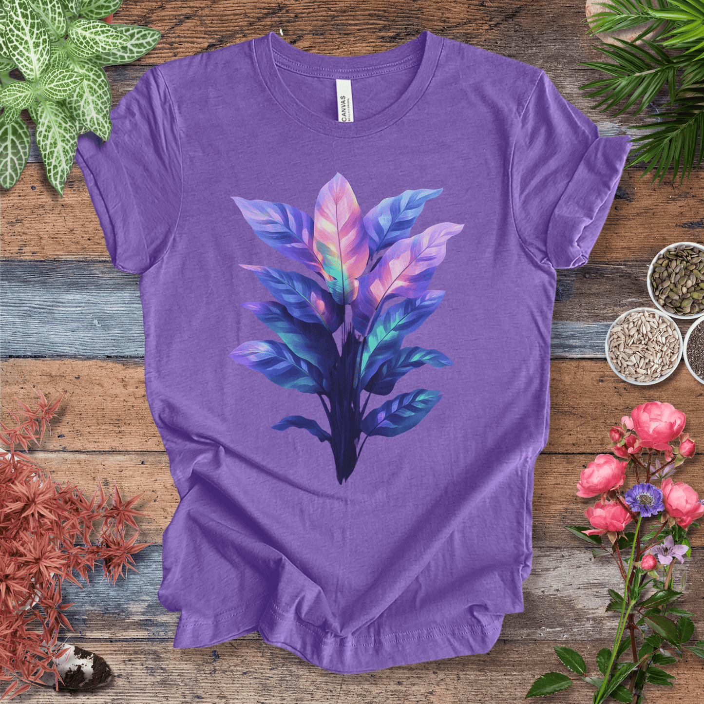 Aurora Glow Gradient Leaf T-Shirt