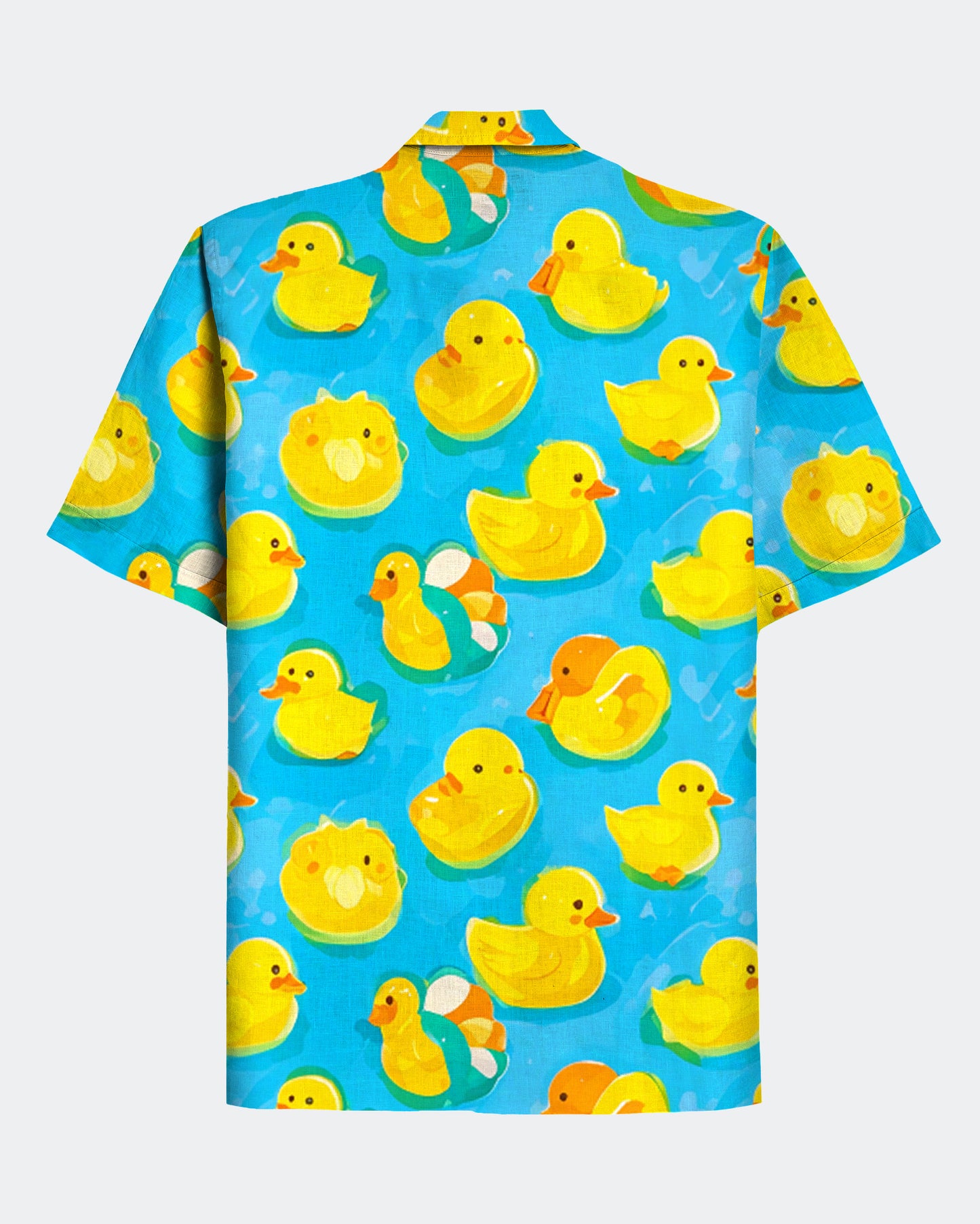 Men's Hawaii Rrubber Duck Print Short Sleeve Shirt