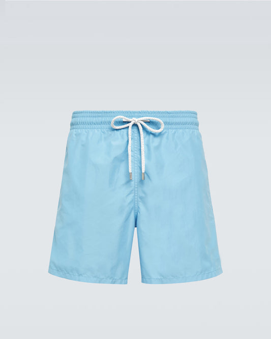 Plus Size Men's Casual Sky Blue Solid Color Beach Quick-drying Trunks Swimming Trunks