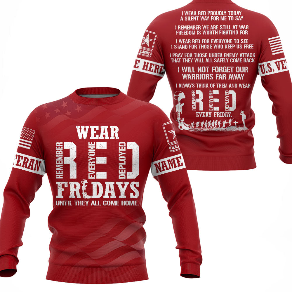 Wear Red Fridays Until They All Come Home Custom Branch Name Shirt For Veteran H2511