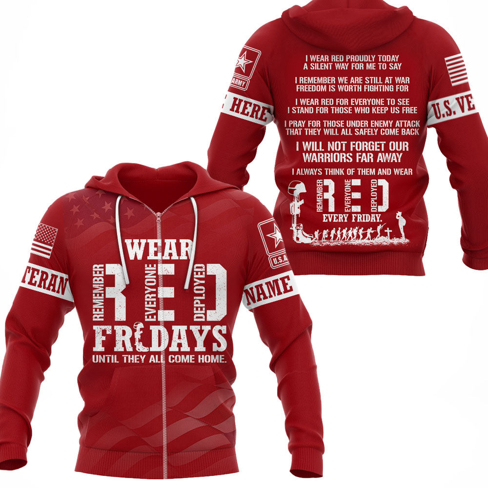 Wear Red Fridays Until They All Come Home Custom Branch Name Shirt For Veteran H2511