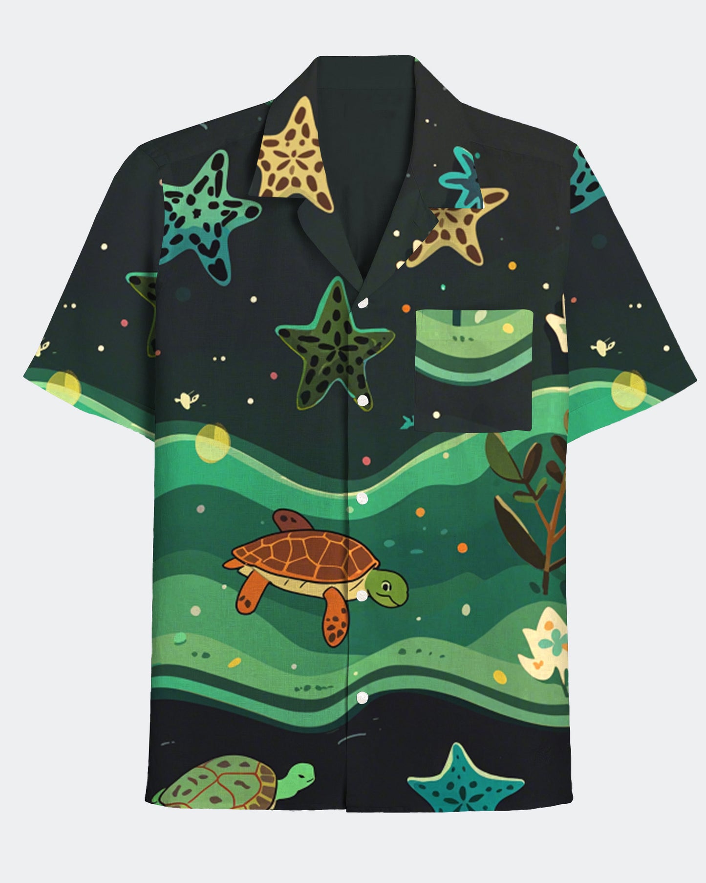 Men's Hawaii Ocean World Print Short Sleeve Shirt