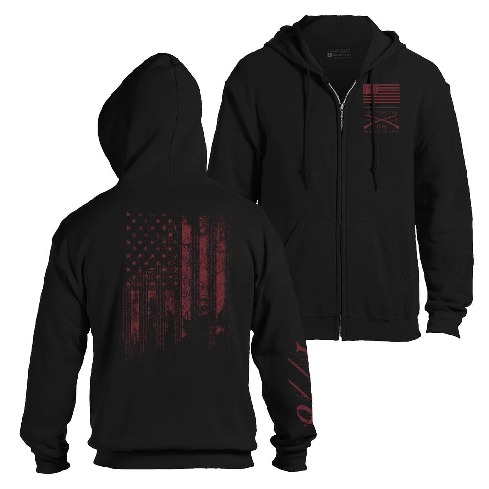 1776 Flag Full-Zip Hoodie - Black