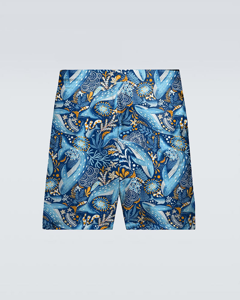 Hawaiian Underwater World Pattern Print Beach Quick-drying Trunks Swimming Trunks Plus Size Men