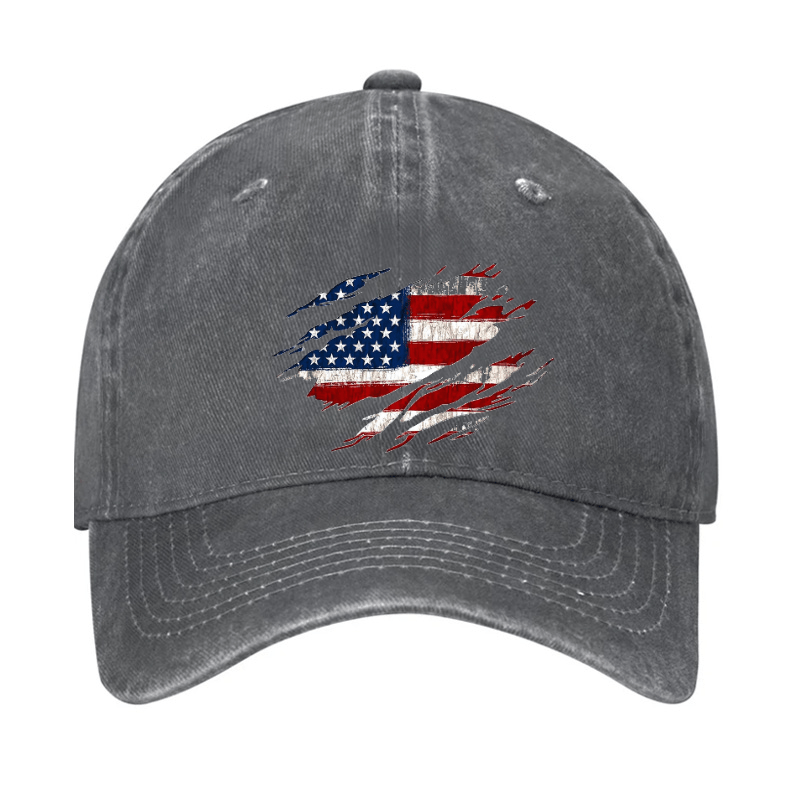 Distressed American Flag Print Cap