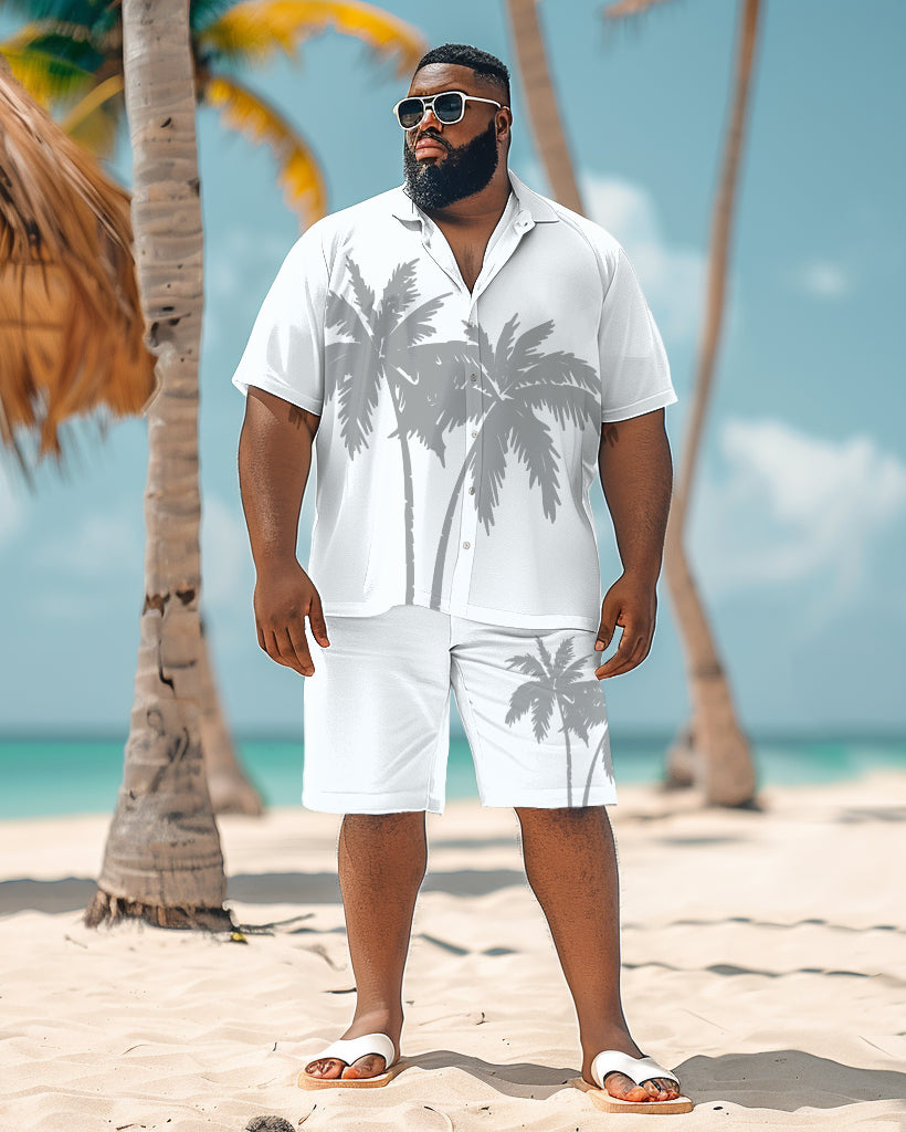 Men's Plus Size Cloth Printed Coconut Shirt Shorts Suit