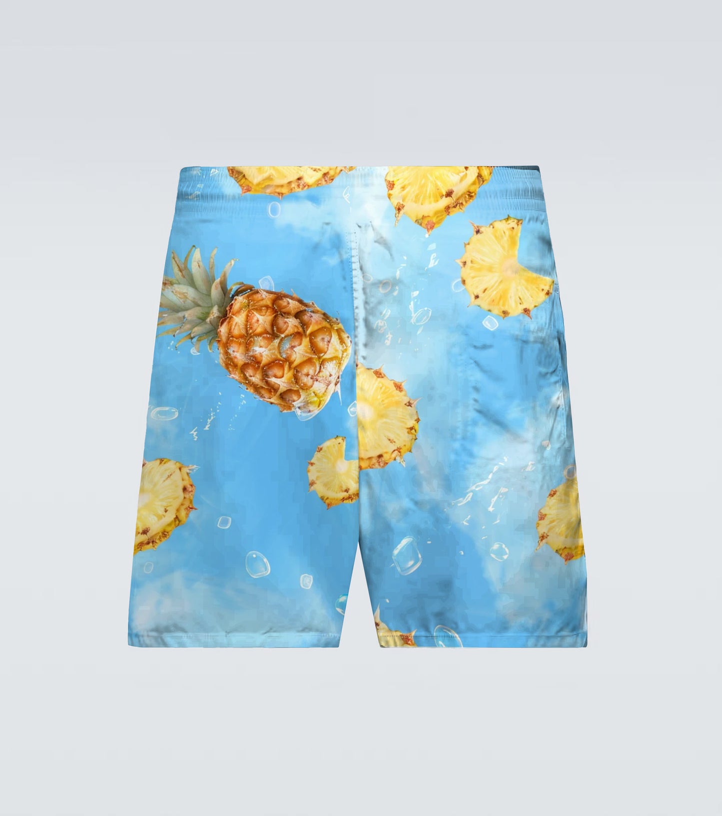 Plus Size Men's Blue Hawaiian Fruit Print Beach Quick-drying Trunks Swimming Trunks