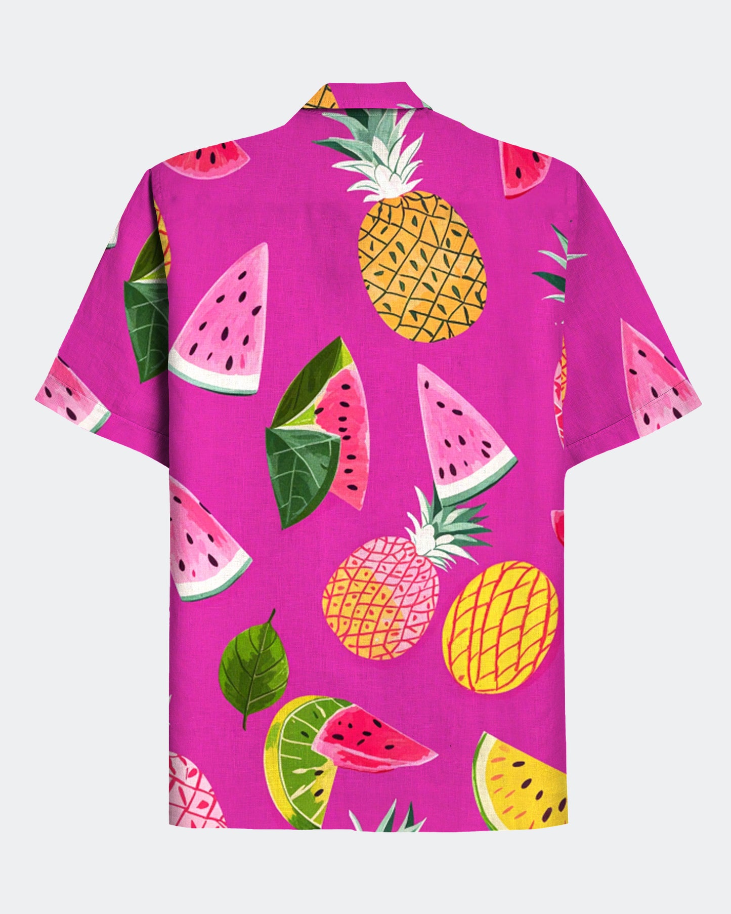 Men's Hawaiian Bold Fruit Print Cuban Collar Short Sleeve Shirt