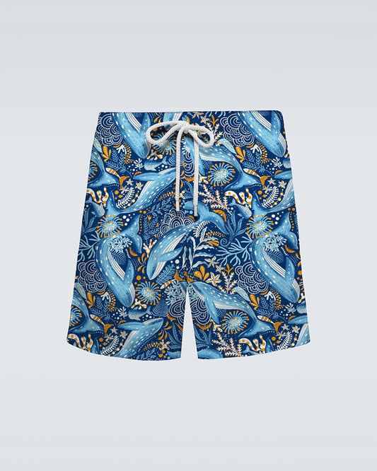 Hawaiian Underwater World Pattern Print Beach Quick-drying Trunks Swimming Trunks Plus Size Men