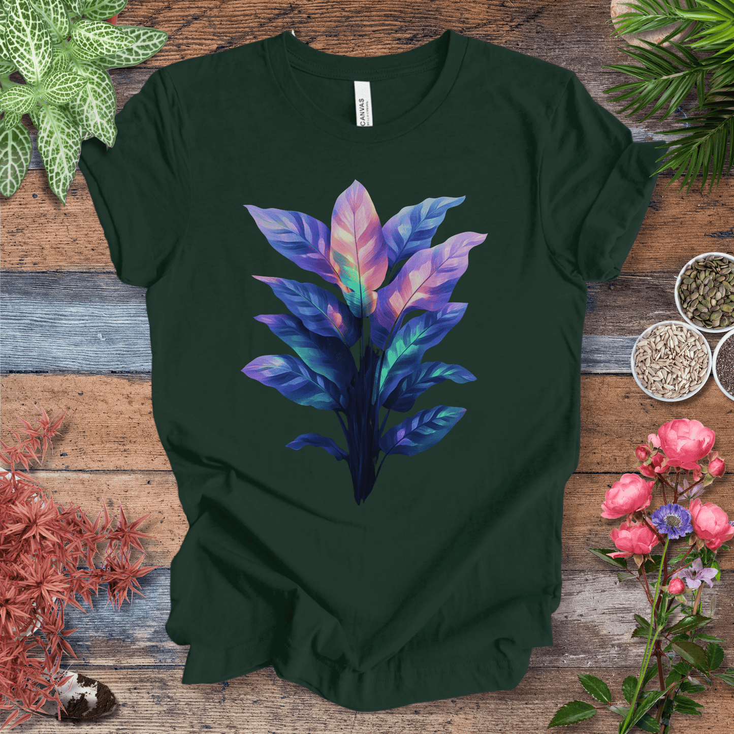 Aurora Glow Gradient Leaf T-Shirt