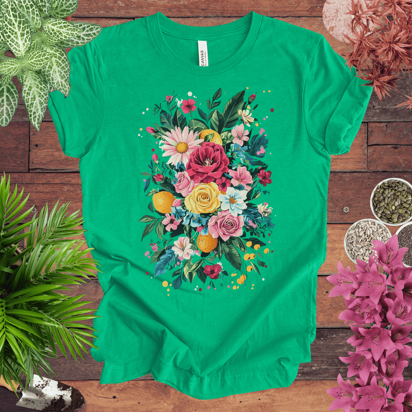 Vibrant Floral Citrus Bouquet T-Shirt