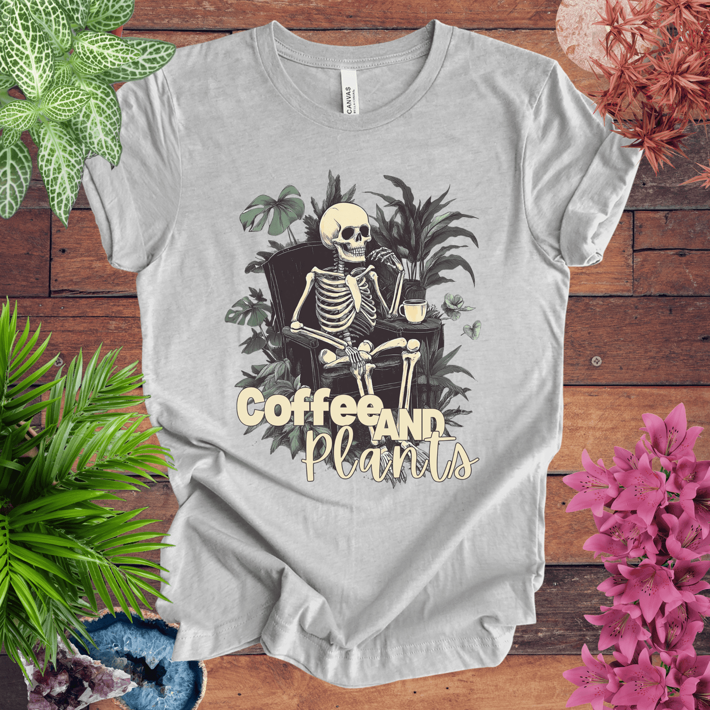 Coffee and Plants Skeleton T-Shirt