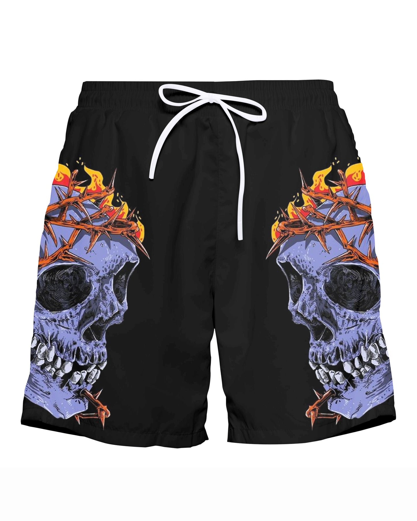 Men's Big Summer Black Skull Party Tank Shorts Suit