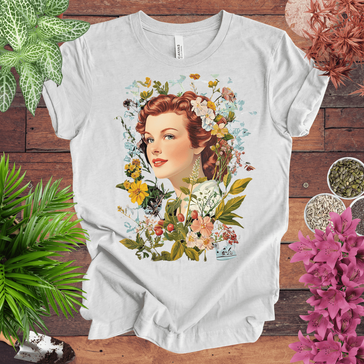 Vintage Floral Portrait T-Shirt