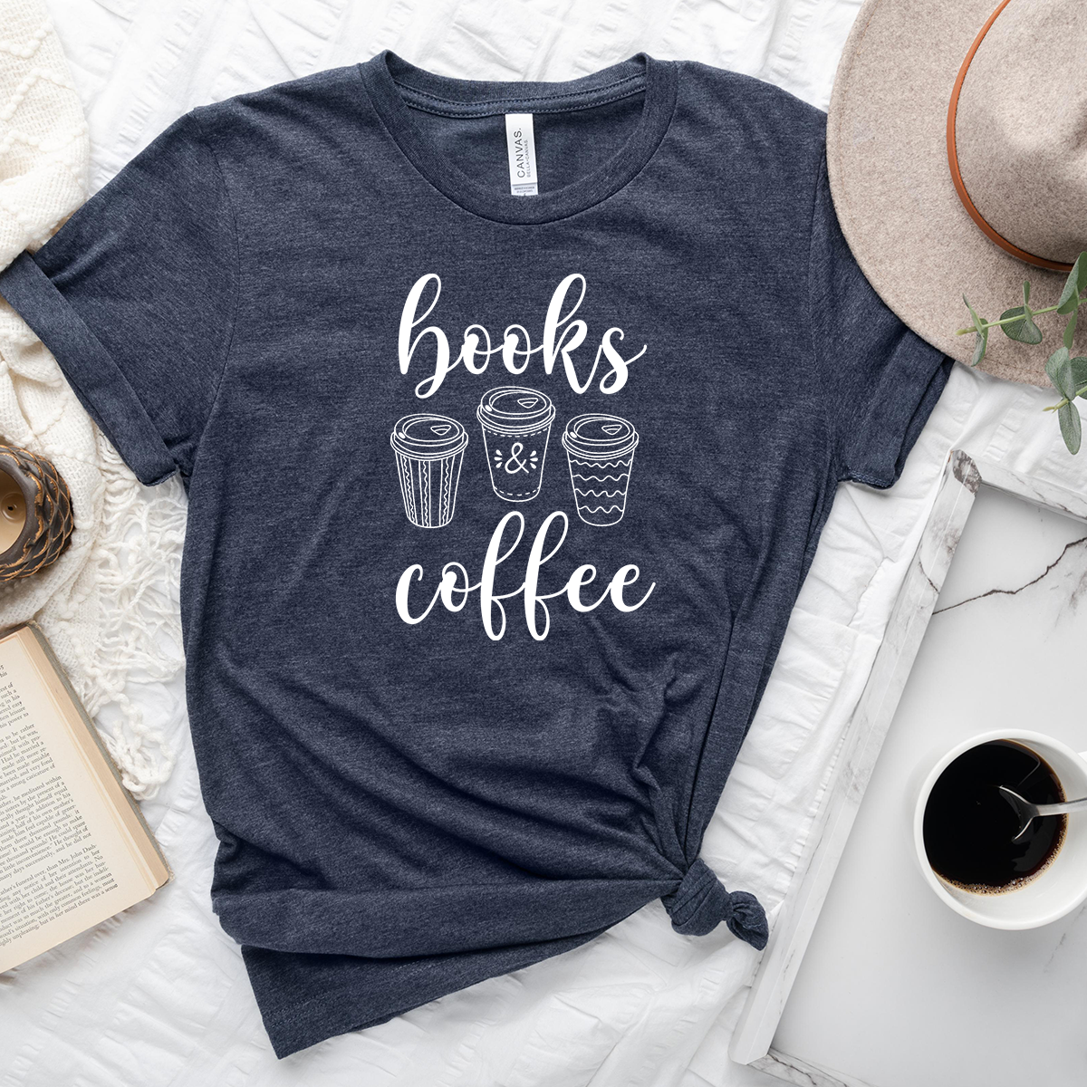 books & coffee unisex tee