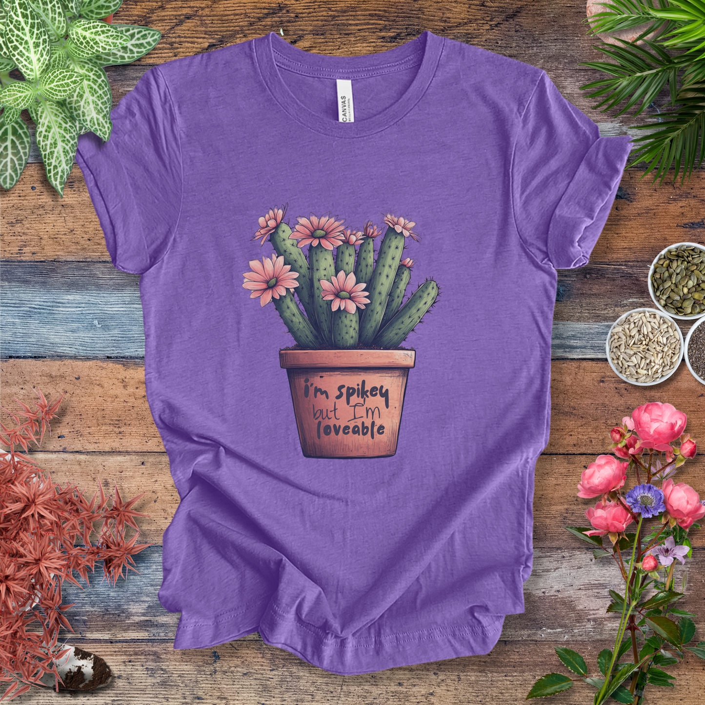 "I'm Spikey but I'm Lovable" Funny Cactus Lover T-Shirt