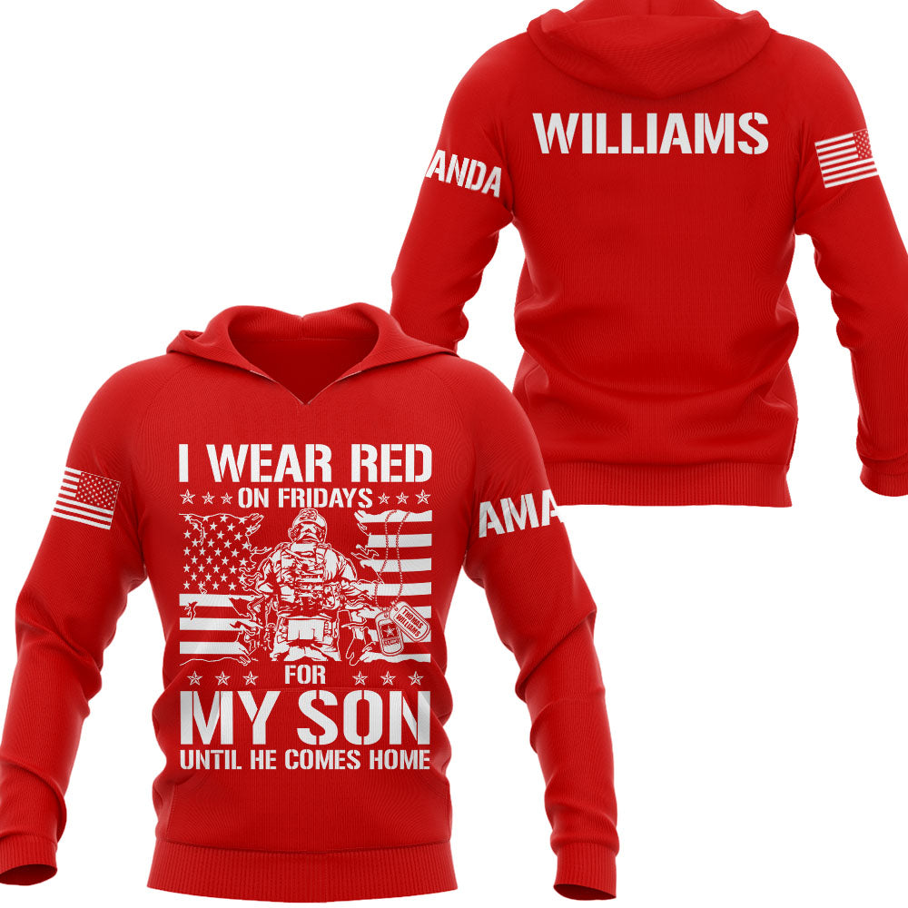 I Wear Red On Fridays For My Son Support Our Troops Personalized Shirt For Military Mom Family Member H2511