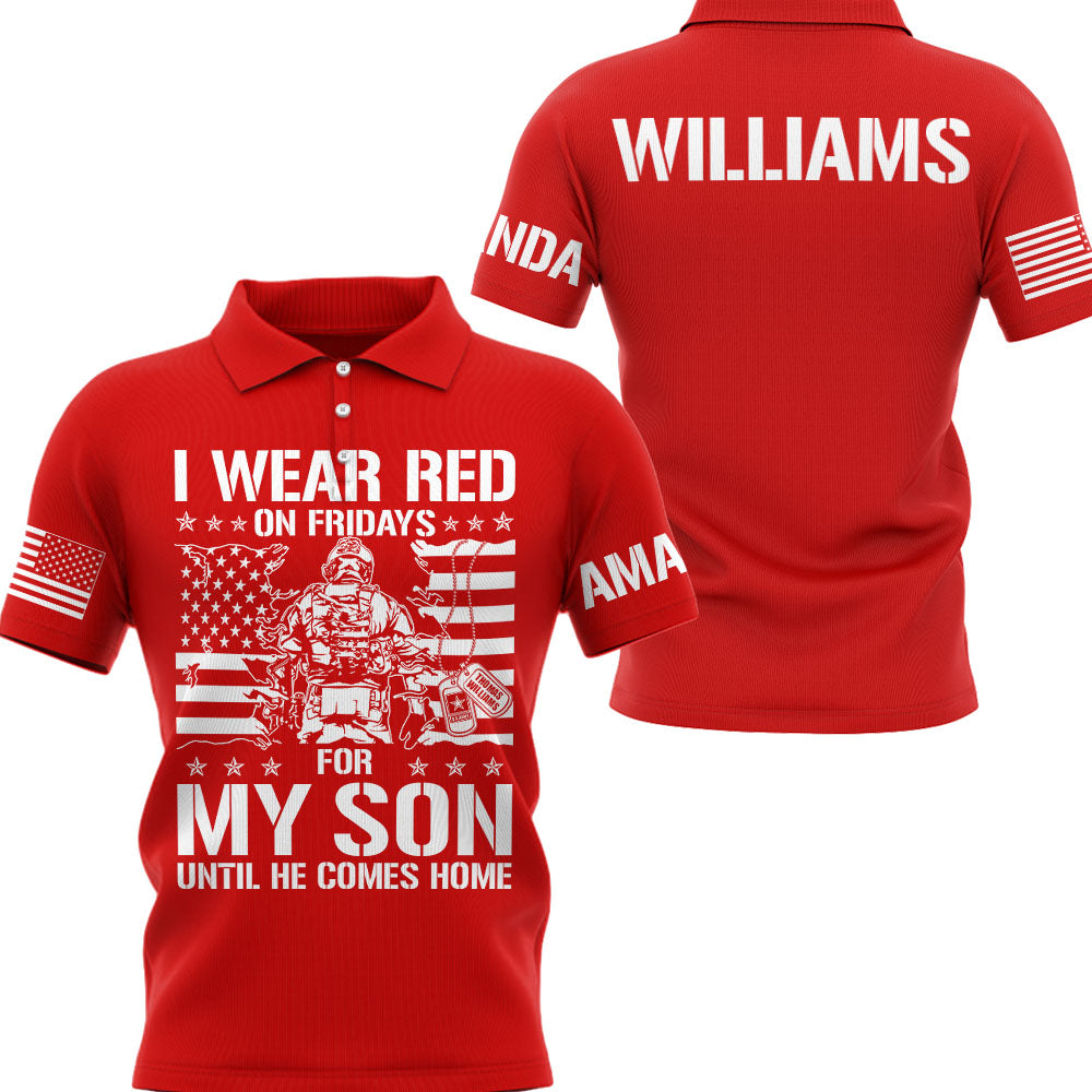 I Wear Red On Fridays For My Son Support Our Troops Personalized Shirt For Military Mom Family Member H2511