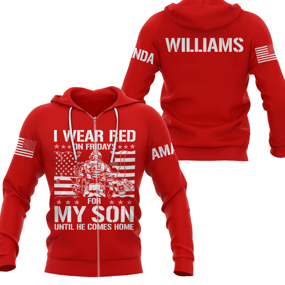 I Wear Red On Fridays For My Son Support Our Troops Personalized Shirt For Military Mom Family Member H2511