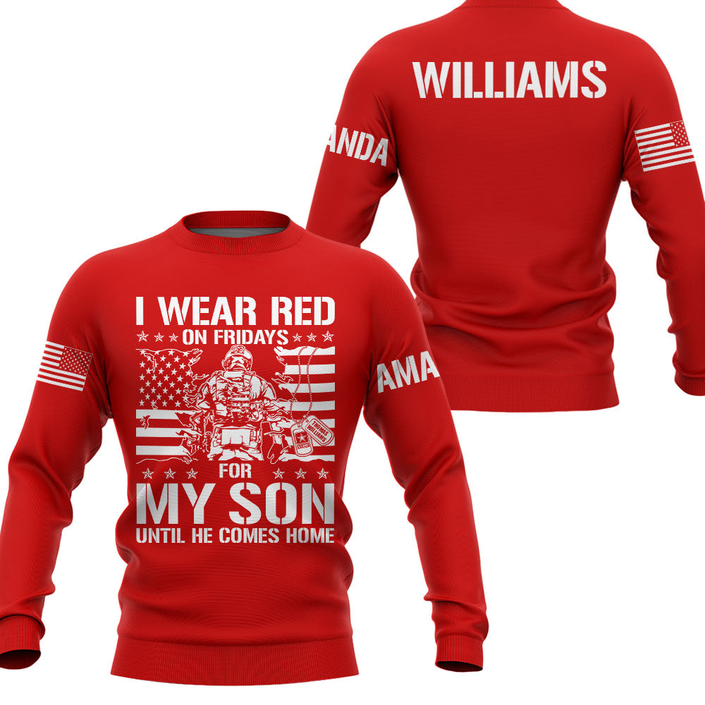 I Wear Red On Fridays For My Son Support Our Troops Personalized Shirt For Military Mom Family Member H2511