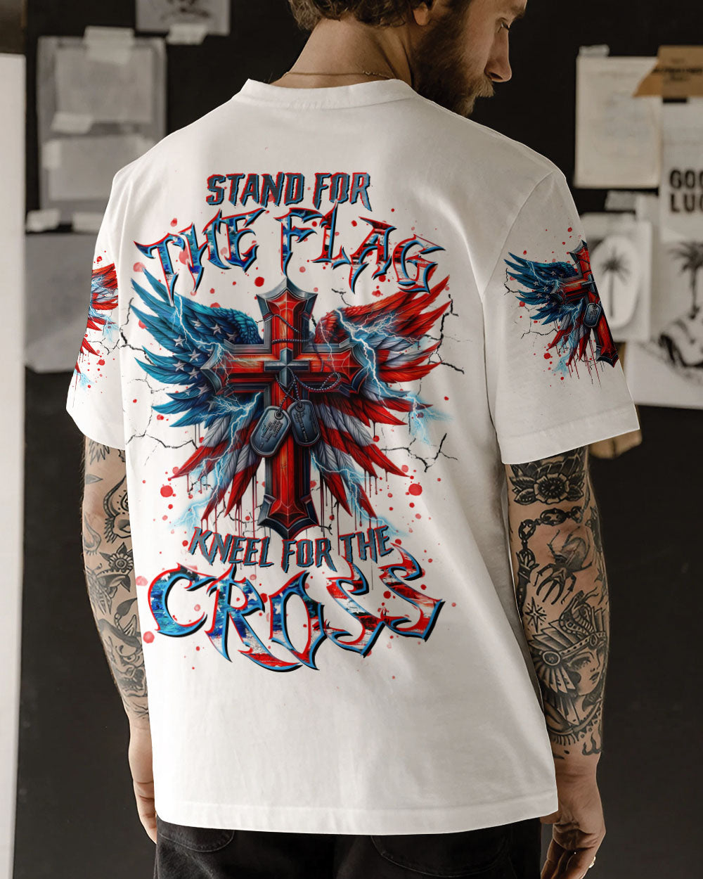 Stand For The Flag Kneel For The Cross Men's All Over Print Shirt - Tltr0210245