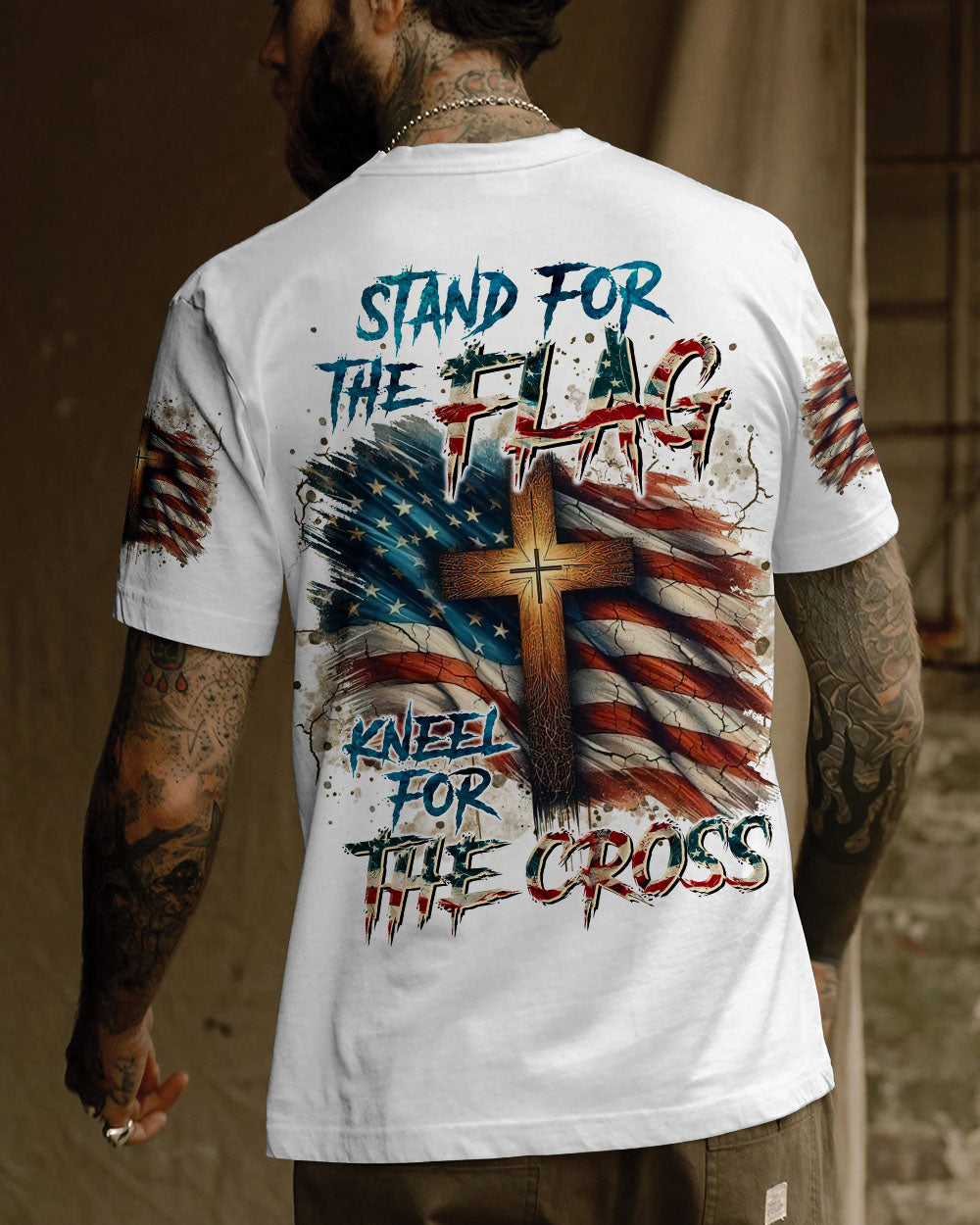 Stand For The Flag Kneel For The Cross Men's All Over Print Shirt - Tltr2111242