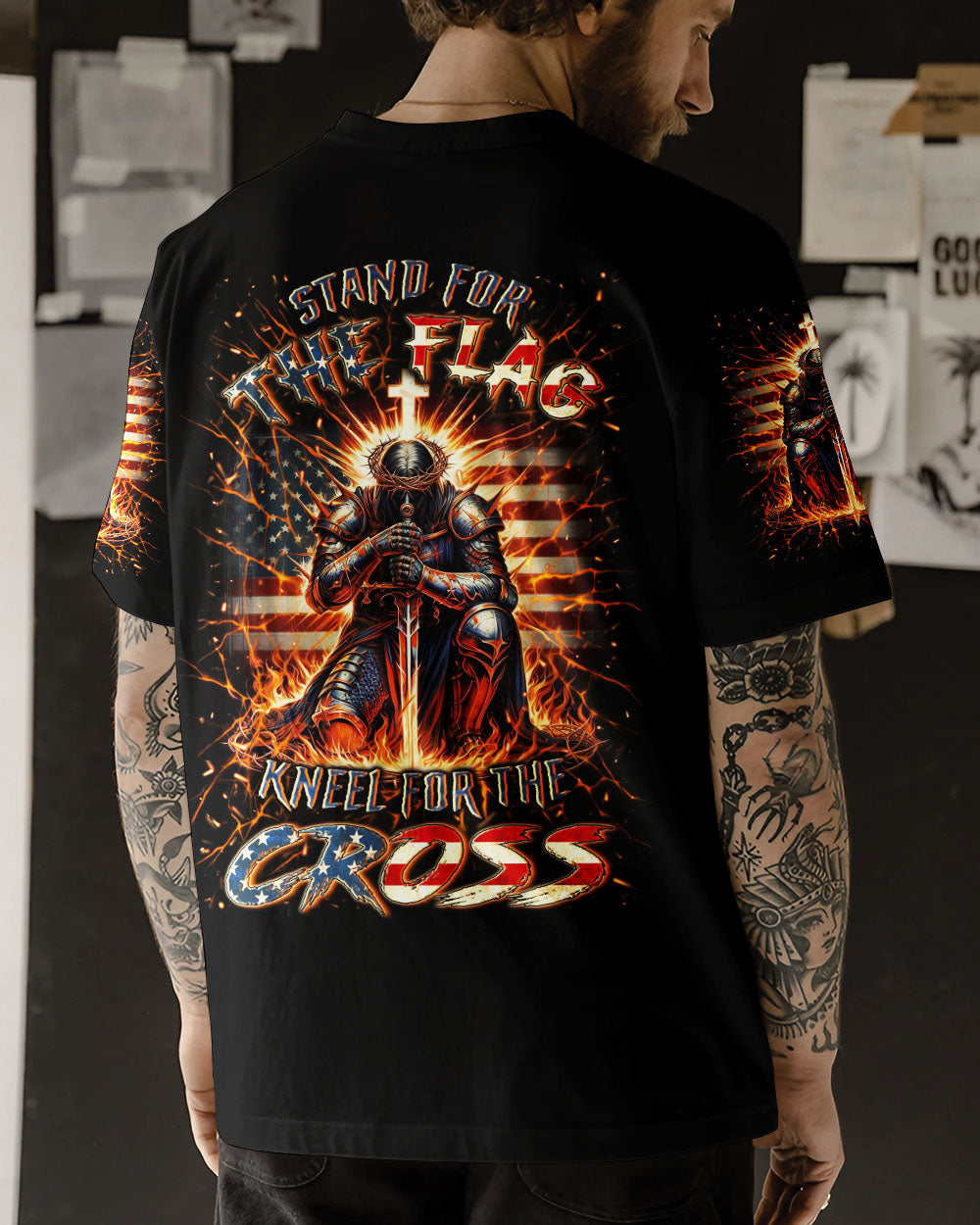 Stand For The Flag Kneel For The Cross Men's All Over Print Shirt - Yhln1207241