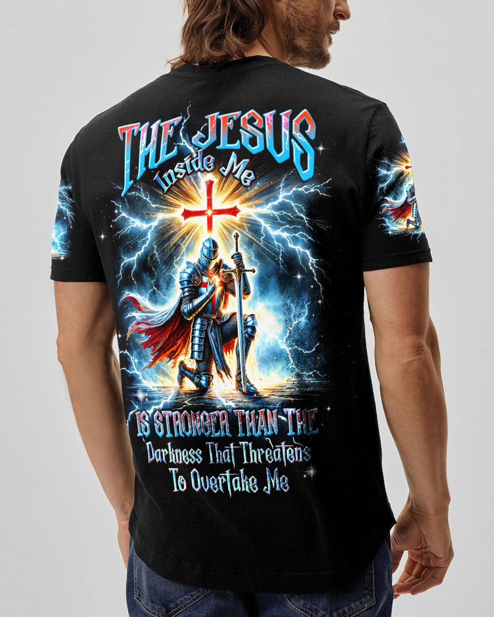 The Jesus Inside Me Is Stronger Than The Darkness Warrior Men's All Over Print Shirt - Tltw2711245