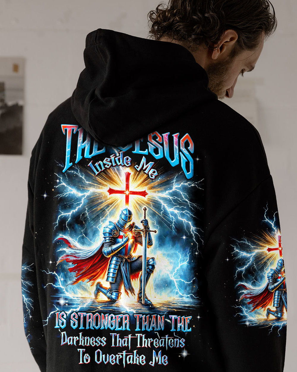 The Jesus Inside Me Is Stronger Than The Darkness Warrior Men's All Over Print Shirt - Tltw2711245