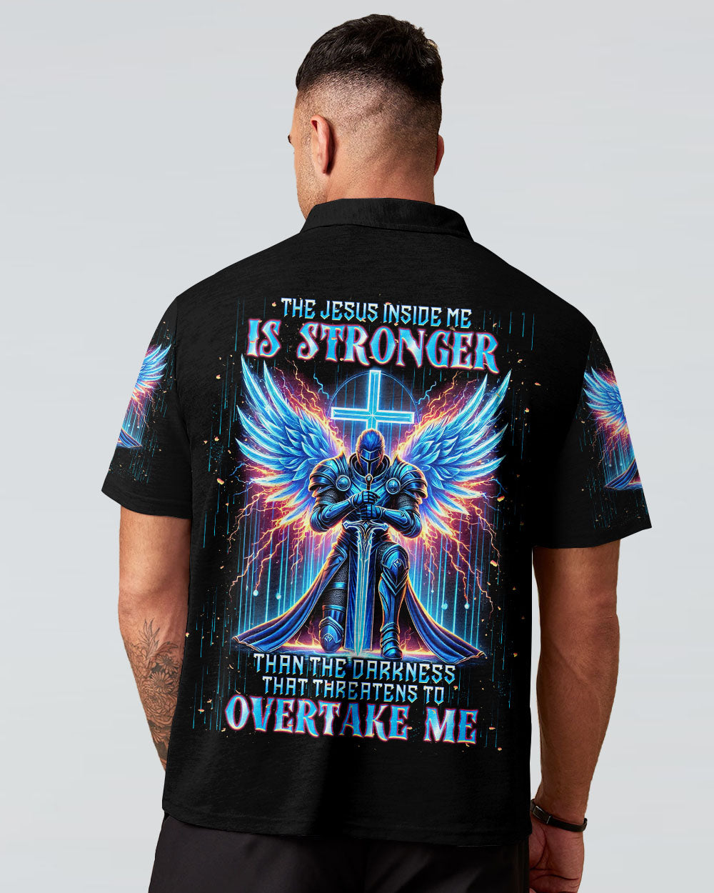 The Jesus Inside Me Is Stronger Than The Darkness Warrior Men's All Over Print Shirt  - Tlnt0712242