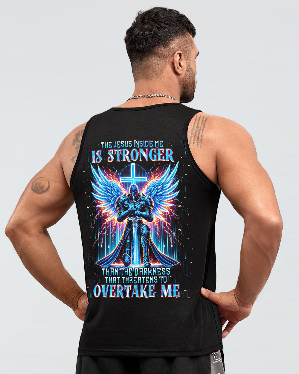 The Jesus Inside Me Is Stronger Than The Darkness Warrior Men's All Over Print Shirt  - Tlnt0712242