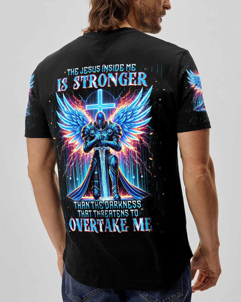 The Jesus Inside Me Is Stronger Than The Darkness Warrior Men's All Over Print Shirt  - Tlnt0712242