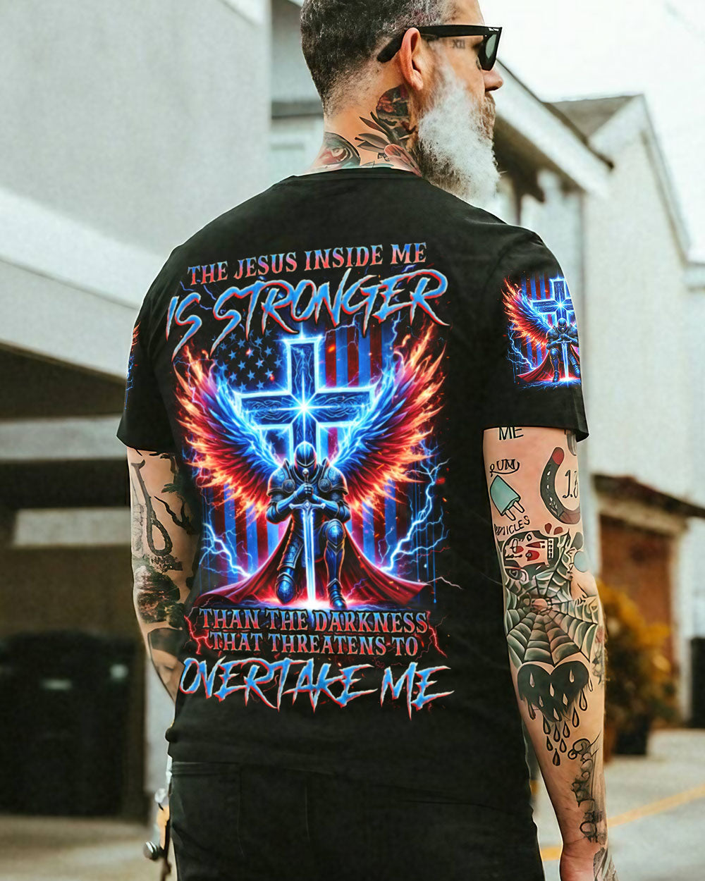 The Jesus Inside Me Is Stronger Than The Darkness Warrior Men's All Over Print Shirt  - Tlnz0512244