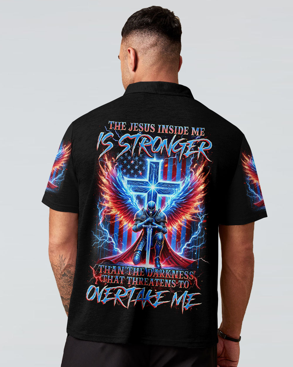 The Jesus Inside Me Is Stronger Than The Darkness Warrior Men's All Over Print Shirt  - Tlnz0512244