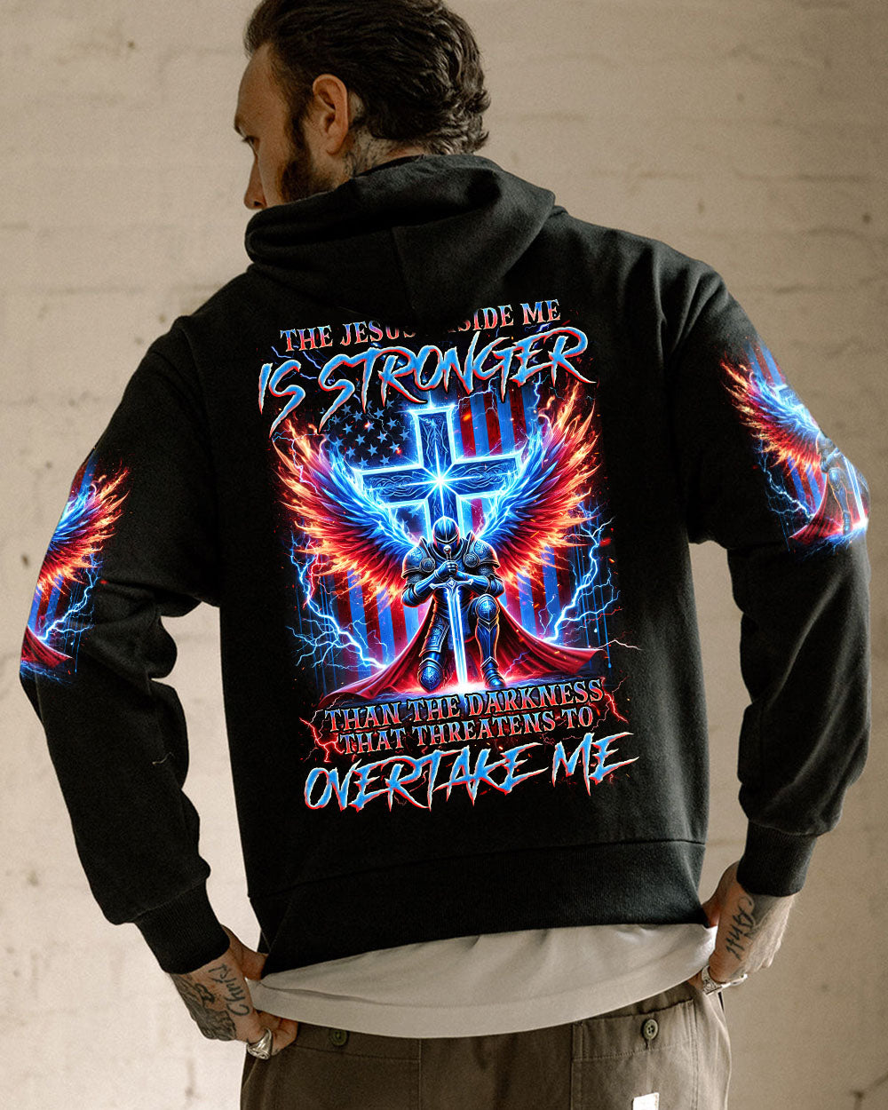 The Jesus Inside Me Is Stronger Than The Darkness Warrior Men's All Over Print Shirt  - Tlnz0512244