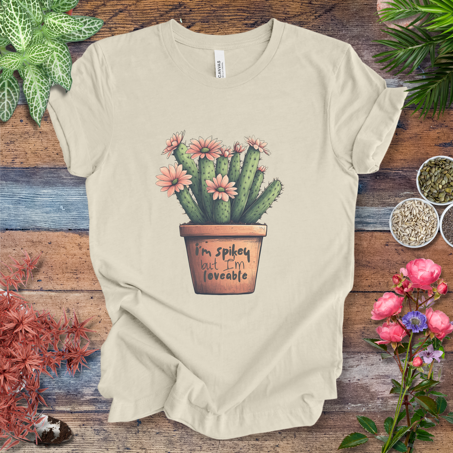 "I'm Spikey but I'm Lovable" Funny Cactus Lover T-Shirt