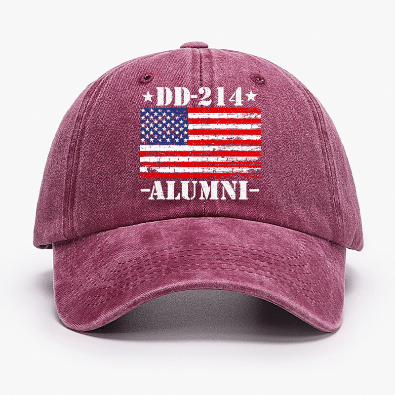 DD-214 Alumni Military Veteran American Flag Patriotic Cap (Free Customization)